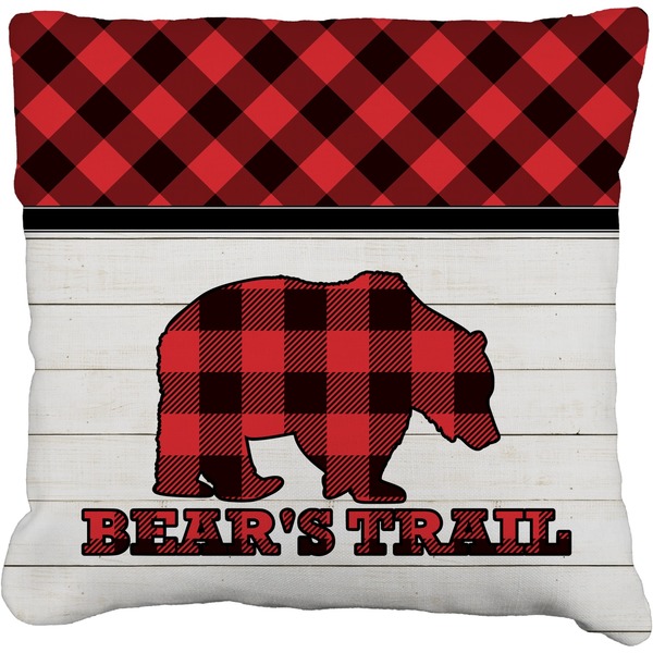 Custom Lumberjack Plaid Faux-Linen Throw Pillow 20" (Personalized)