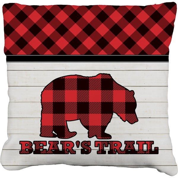 Custom Lumberjack Plaid Faux-Linen Throw Pillow 26" (Personalized)
