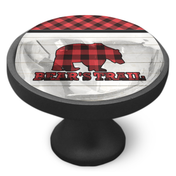 Lumberjack Plaid Cabinet Knob - Black - Side