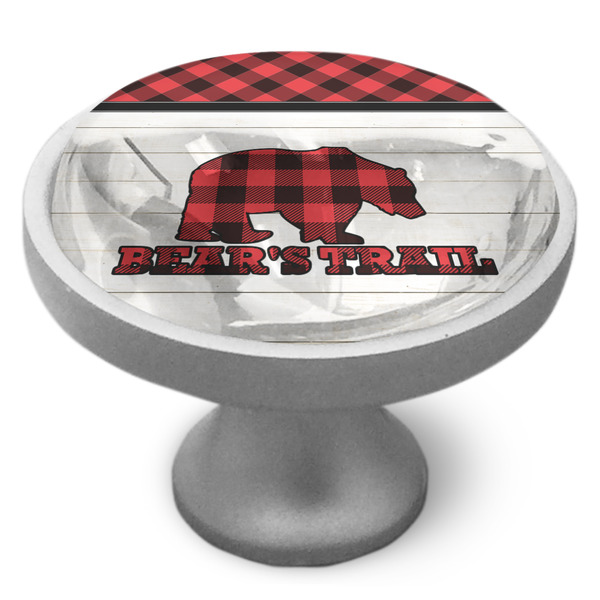 Lumberjack Plaid Cabinet Knob - Nickel - Side