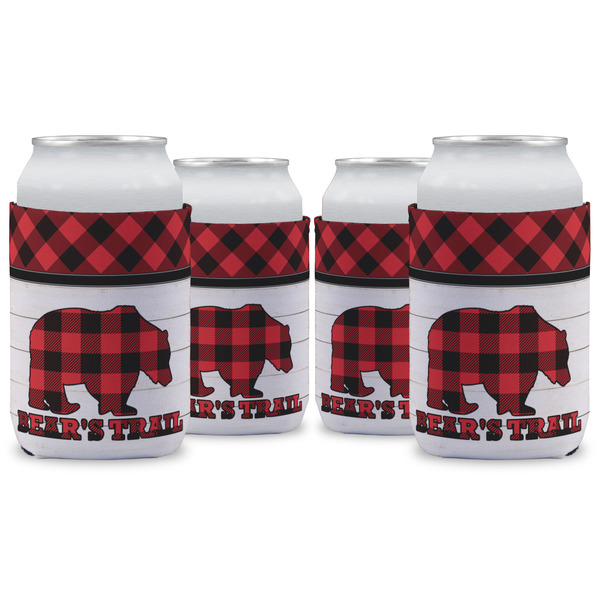 Custom Lumberjack Plaid Can Cooler (12 oz) - Set of 4 w/ Name or Text