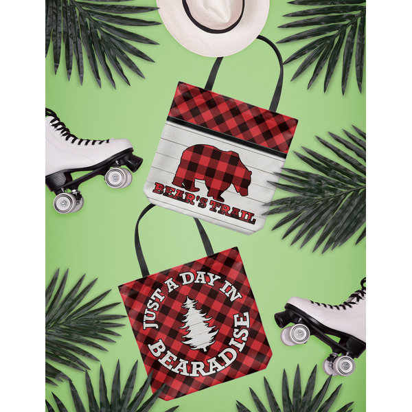 Lumberjack Plaid Canvas Tote Lifestyle Front and Back