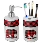 Lumberjack Plaid Ceramic Bathroom Accessories Set (Personalized)