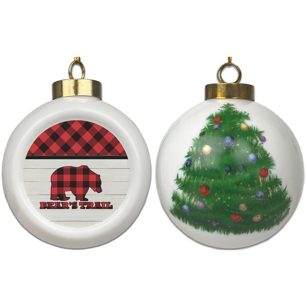 Lumberjack Plaid Ceramic Christmas Ornament - X-Mas Tree (APPROVAL)
