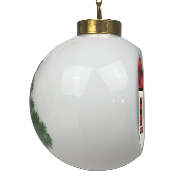 Lumberjack Plaid Ceramic Christmas Ornament - Xmas Tree (Side View)