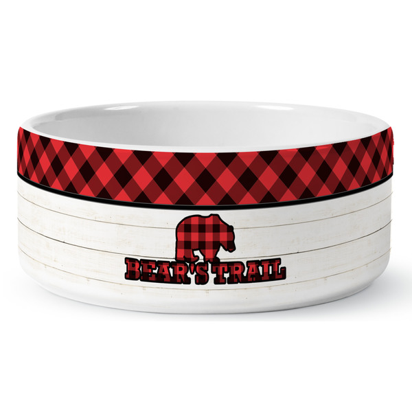 Lumberjack Plaid Ceramic Dog Bowl - Medium - Front