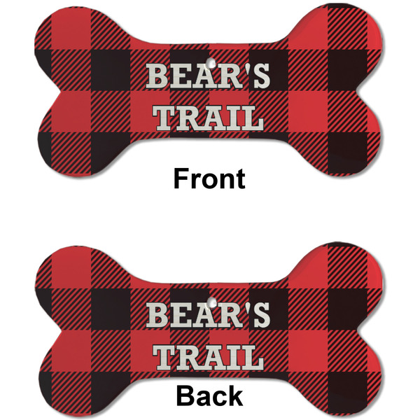 Lumberjack Plaid Ceramic Flat Ornament - Bone Front & Back (APPROVAL)