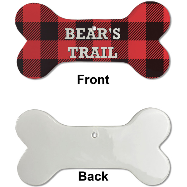 Lumberjack Plaid Ceramic Flat Ornament - Bone Front & Back Single Print (APPROVAL)
