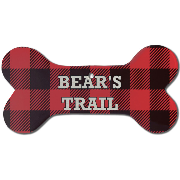 Lumberjack Plaid Ceramic Flat Ornament - Bone Front
