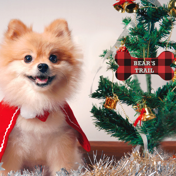 Lumberjack Plaid Ceramic Flat Ornament - Bone (LIFESTYLE)