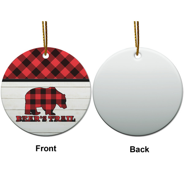 Lumberjack Plaid Ceramic Flat Ornament - Circle Front & Back (APPROVAL)