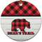 Lumberjack Plaid Round Ceramic Ornament w/ Name or Text