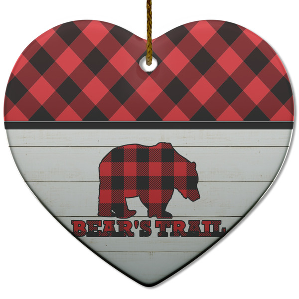 Lumberjack Plaid Ceramic Flat Ornament - Heart (Front)