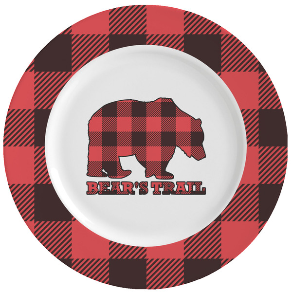 Custom Lumberjack Plaid Ceramic Dinner Plates (Set of 4) (Personalized)