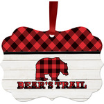 Lumberjack Plaid Metal Frame Ornament - Double Sided w/ Name or Text