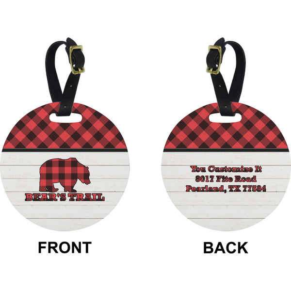 Lumberjack Plaid Circle Luggage Tag (Front + Back)