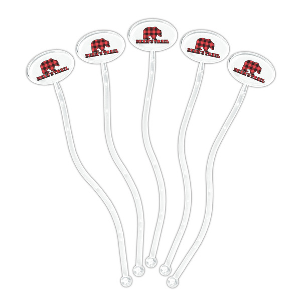 Lumberjack Plaid Clear Plastic 7" Stir Stick - Oval - Fan
