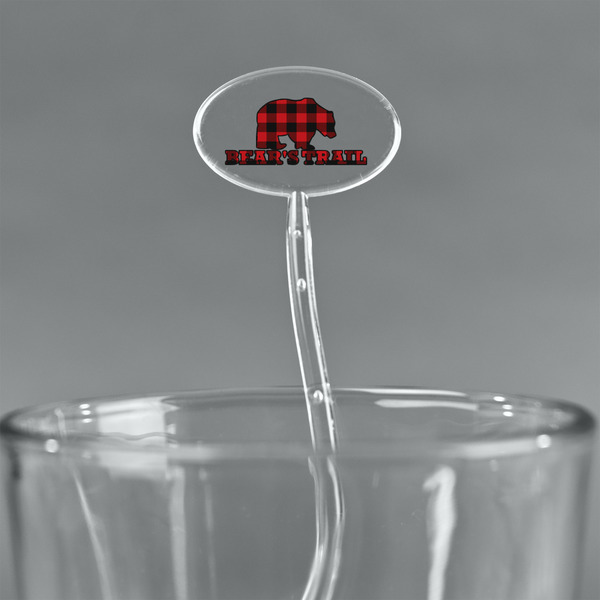 Lumberjack Plaid Clear Plastic 7" Stir Stick - Oval - Main