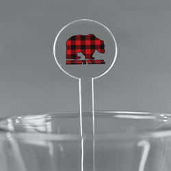 Lumberjack Plaid 7" Round Plastic Stir Sticks - Clear (Personalized)