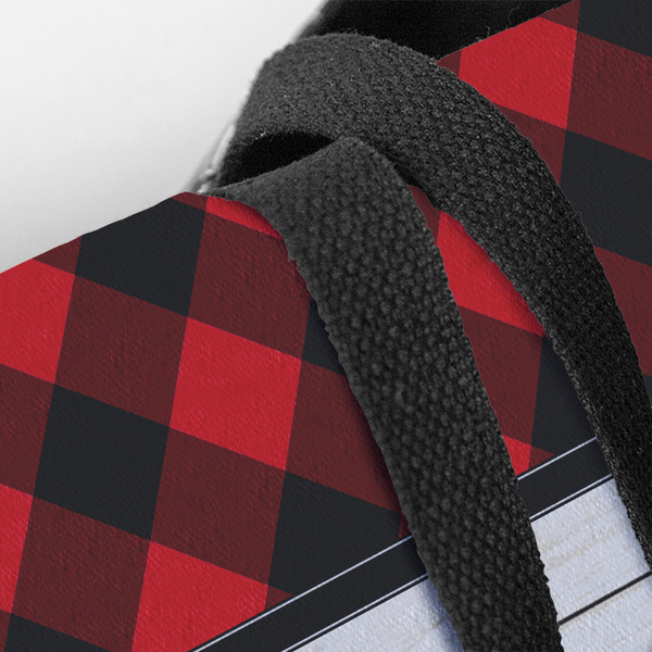 Lumberjack Plaid Closeup of Tote w/Black Handles
