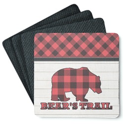 Lumberjack Plaid Square Rubber Backed Coasters - Set of 4 (Personalized)