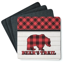 Lumberjack Plaid Square Rubber Backed Coasters - Set of 4 (Personalized)