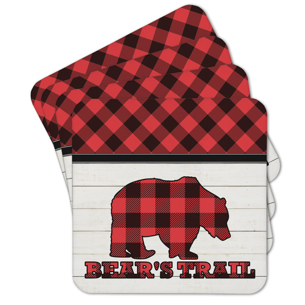 Custom Lumberjack Plaid Cork Coaster - Set of 4 w/ Name or Text