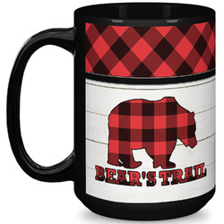 Lumberjack Plaid 15 Oz Coffee Mug - Black (Personalized)