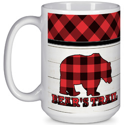 Lumberjack Plaid 15 Oz Coffee Mug - White (Personalized)