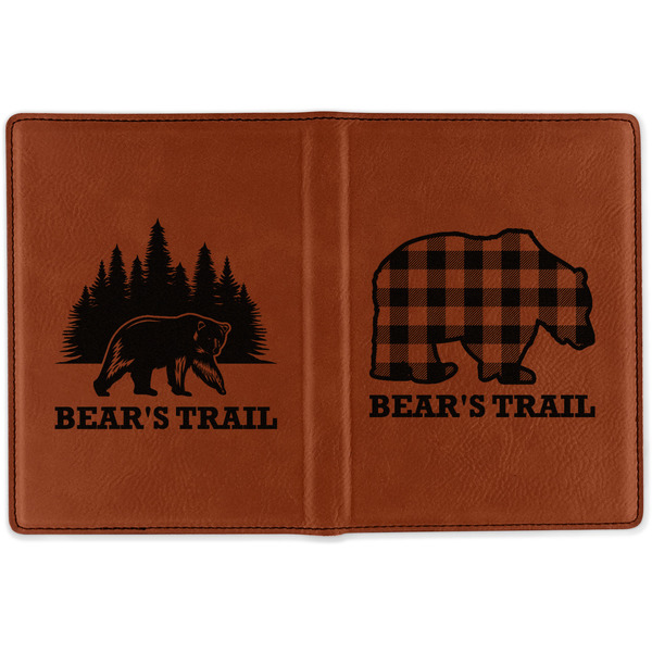 Lumberjack Plaid Cognac Leather Passport Holder Outside Double Sided - Apvl