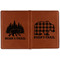 Lumberjack Plaid Cognac Leather Passport Holder Outside Double Sided - Apvl