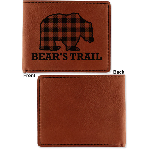 Lumberjack Plaid Cognac Leatherette Bifold Wallets - Front and Back Single Sided - Apvl