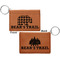 Lumberjack Plaid Cognac Leatherette Keychain ID Holders - Front and Back Apvl