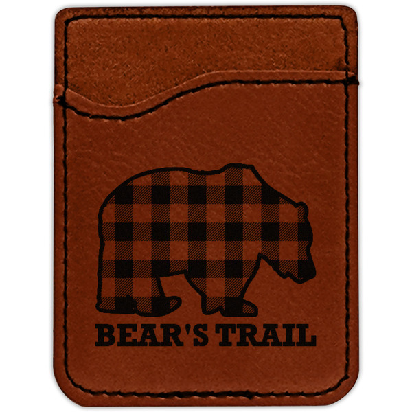 Lumberjack Plaid Cognac Leatherette Phone Wallet close up