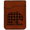 Lumberjack Plaid Cognac Leatherette Phone Wallet close up