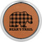 Lumberjack Plaid Cognac Leatherette Round Coasters w/ Silver Edge - Single