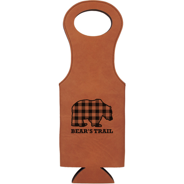 Custom Lumberjack Plaid Leatherette Wine Tote (Personalized)
