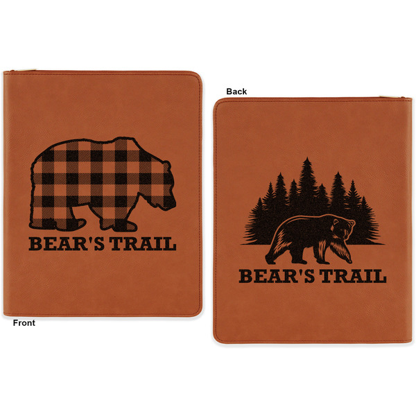 Lumberjack Plaid Cognac Leatherette Zipper Portfolios with Notepad - Double Sided - Apvl