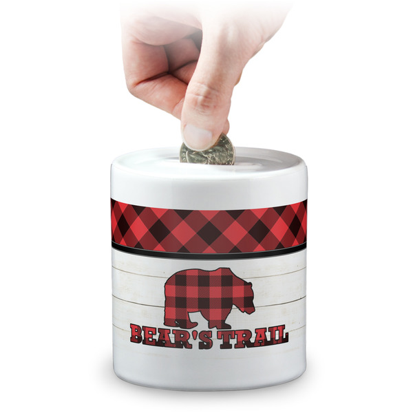 Custom Lumberjack Plaid Coin Bank (Personalized)