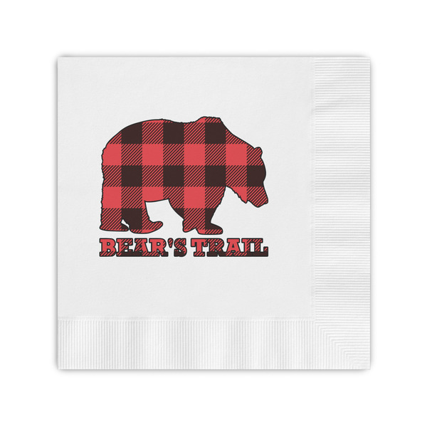 Custom Lumberjack Plaid Coined Cocktail Napkins (Personalized)
