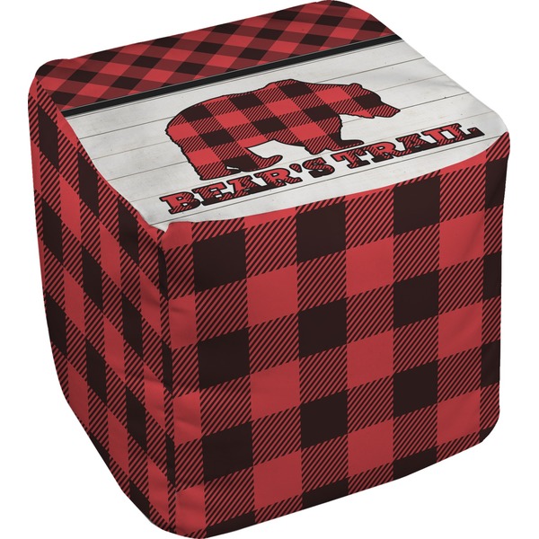 Custom Lumberjack Plaid Cube Pouf Ottoman - 18" (Personalized)