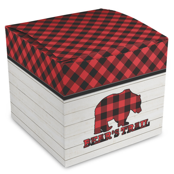Custom Lumberjack Plaid Cube Favor Gift Boxes (Personalized)