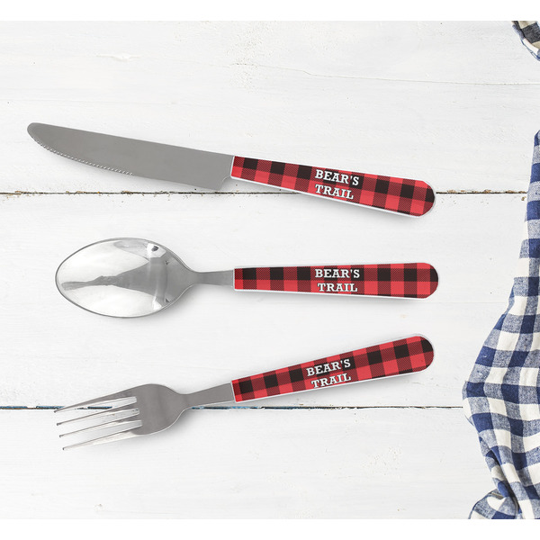 Lumberjack Plaid Cutlery Set - w/ PLATE