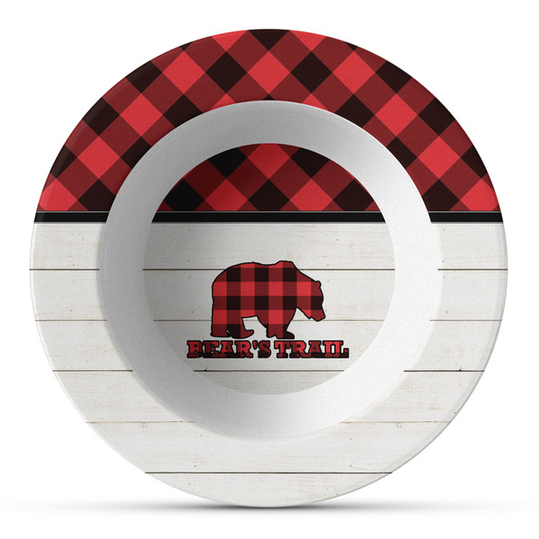 Custom Lumberjack Plaid Plastic Bowl - Microwave Safe - Composite Polymer (Personalized)