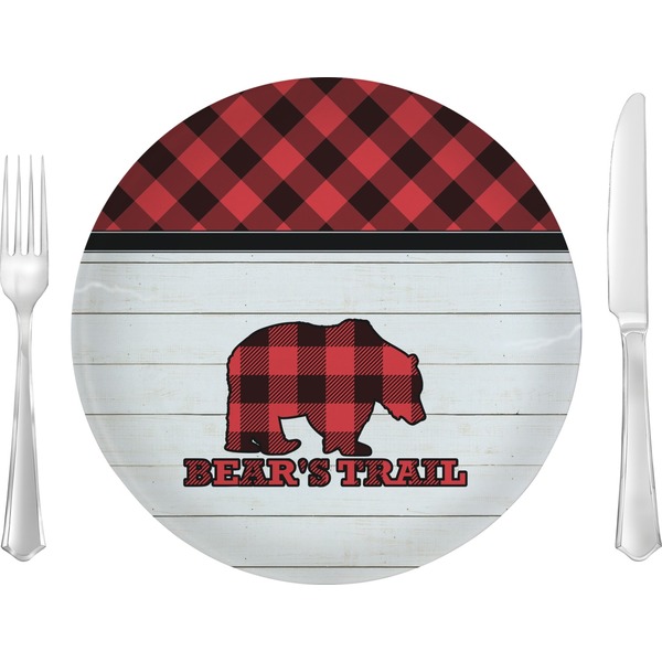 Custom Lumberjack Plaid 10" Glass Lunch / Dinner Plates - Single or Set (Personalized)