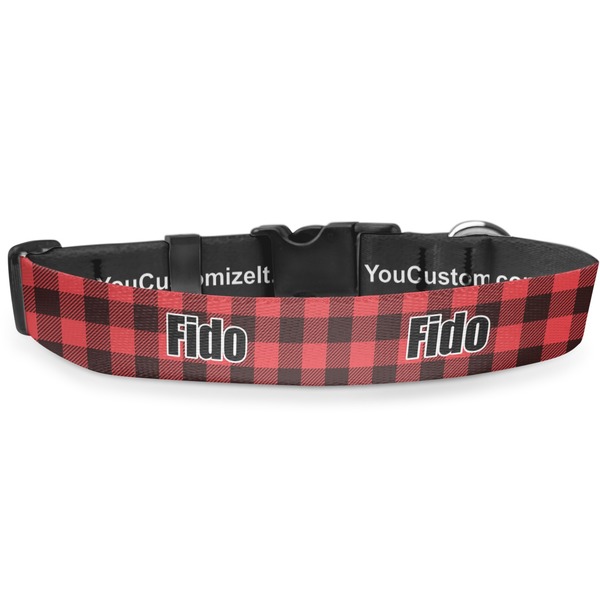 Custom Lumberjack Plaid Deluxe Dog Collar - Large (13" to 21") (Personalized)