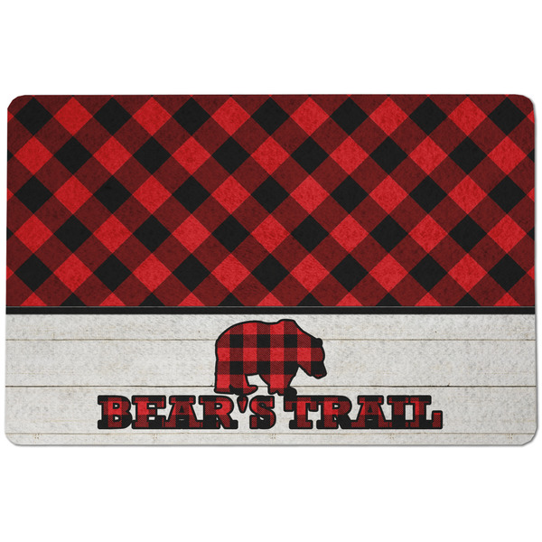 Custom Lumberjack Plaid Dog Food Mat w/ Name or Text