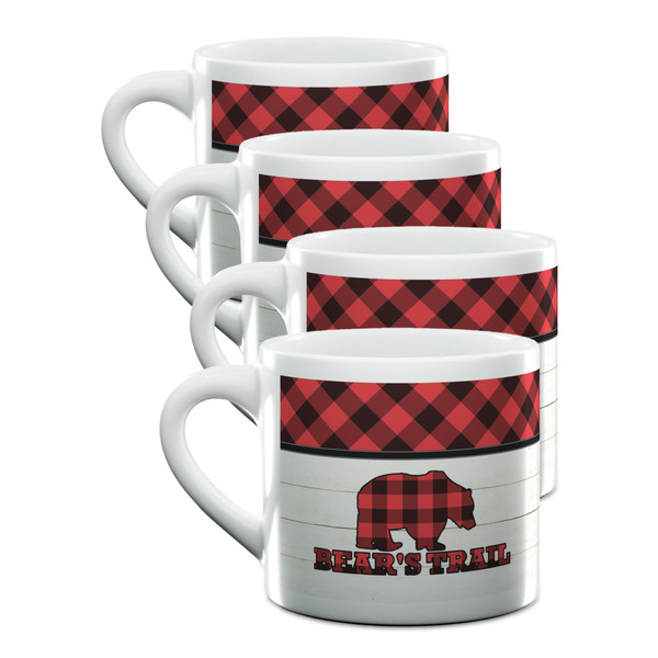 Custom Lumberjack Plaid Double Shot Espresso Cups - Set of 4 (Personalized)