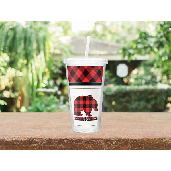 Lumberjack Plaid Double Wall Tumbler with Straw Lifestyle
