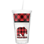 Lumberjack Plaid Double Wall Tumbler with Straw (Personalized)